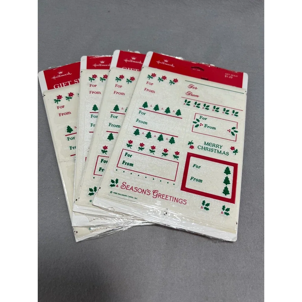 Vintage Hallmark Gift Seals Labels 1988 Christmas Holiday NOS Ephemera Stickers